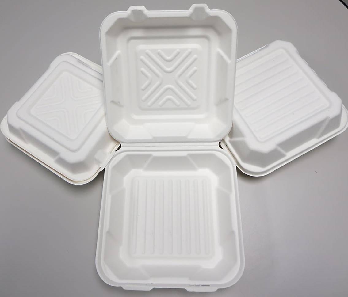 Emerald Bagasse Hinged Food Containers